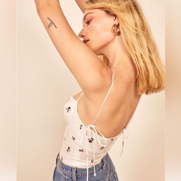 REFORMATION Magnolia Top In Queen Anne 100% Linen - Picture 2 of 8